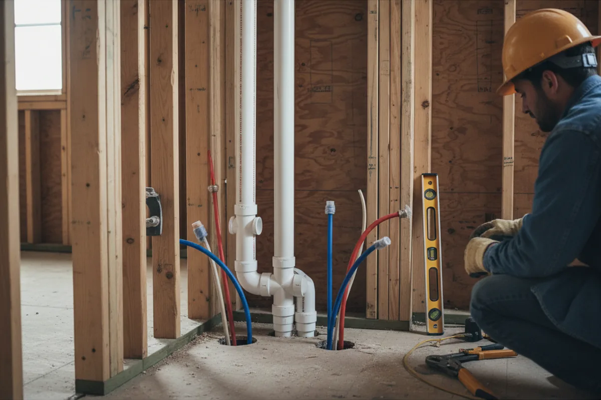 Drain and supply rough-in during Drain Cleaning in Sonora