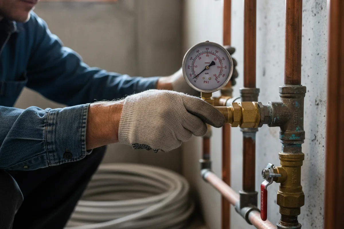 Pressure testing a repaired line during Water Line Repair in Sonora